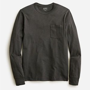 J Crew Garment Dyed Long Sleeve Pocket T-Shirt - Grey - Size Large
